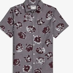 Express men shirt L chambray graphic Shirt Floral polo T-shirt summer